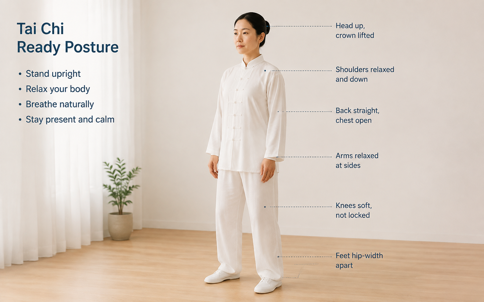 Prepare your space and posture — tai chi walking step illustration