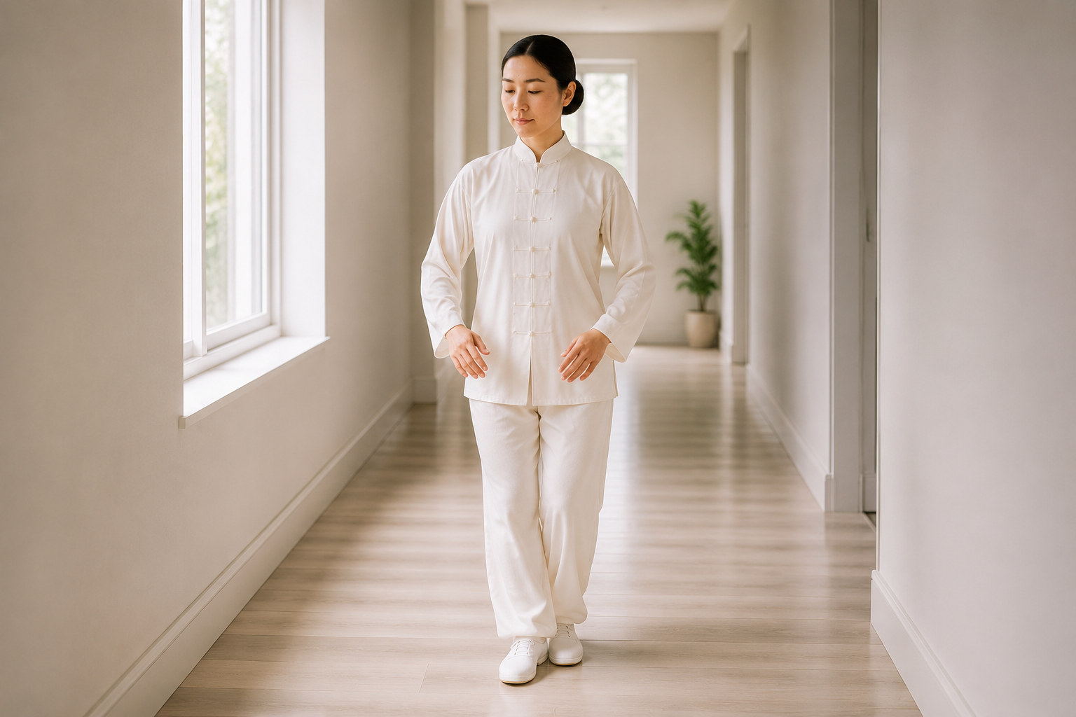 Turn safely and reverse direction — tai chi walking step illustration