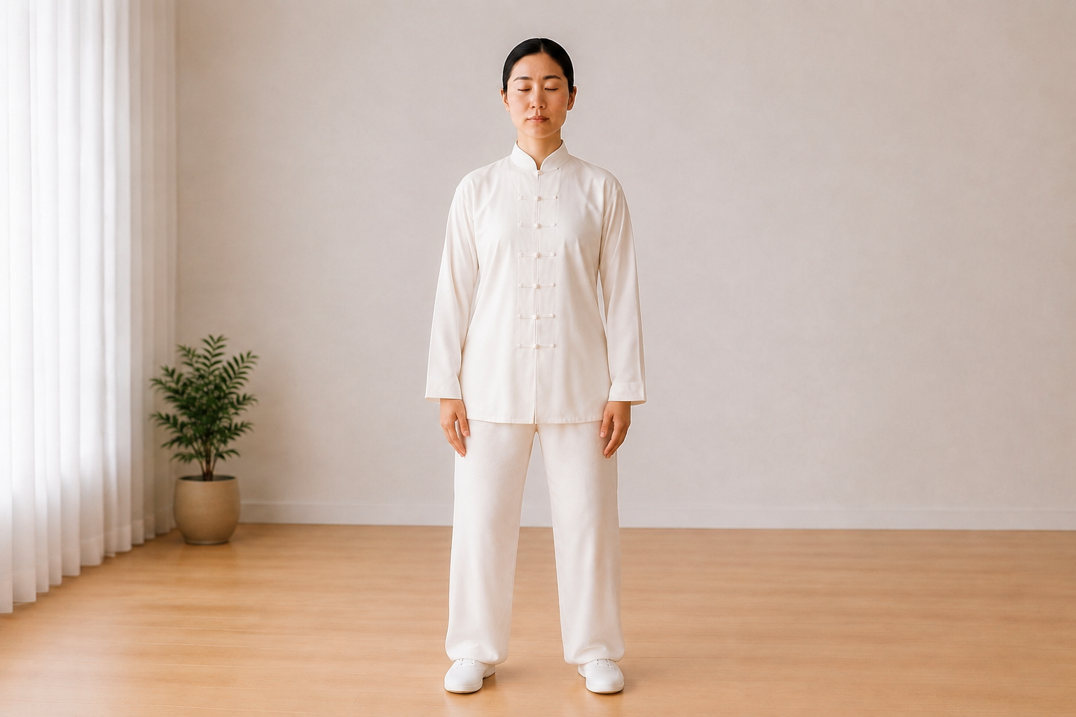 Finish with stillness — tai chi walking step illustration